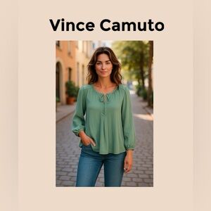 Vince Camuto Women’s Long Sleeve Tie Neck Blouse Size XL